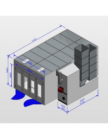 Cabina de pintura Modelo Mirage "Llama Directa e Inverter"
