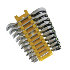 Kit of 10 small combination ratcheting spanners