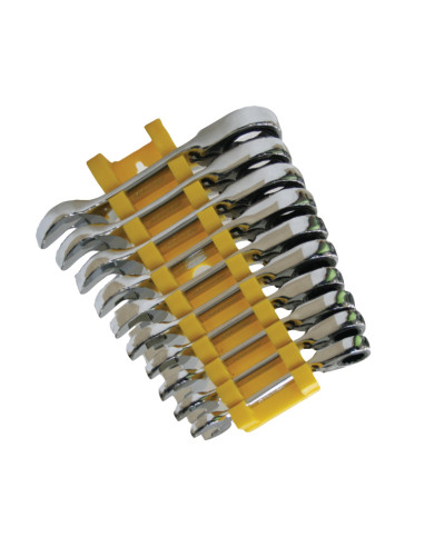 Kit of 10 small combination ratcheting spanners