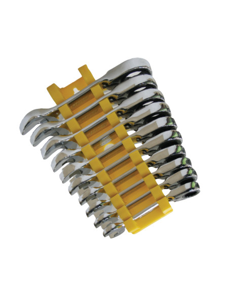 Kit of 10 small combination ratcheting spanners