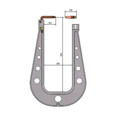 Brazo para pinza C 665 mm L250 con electrodo